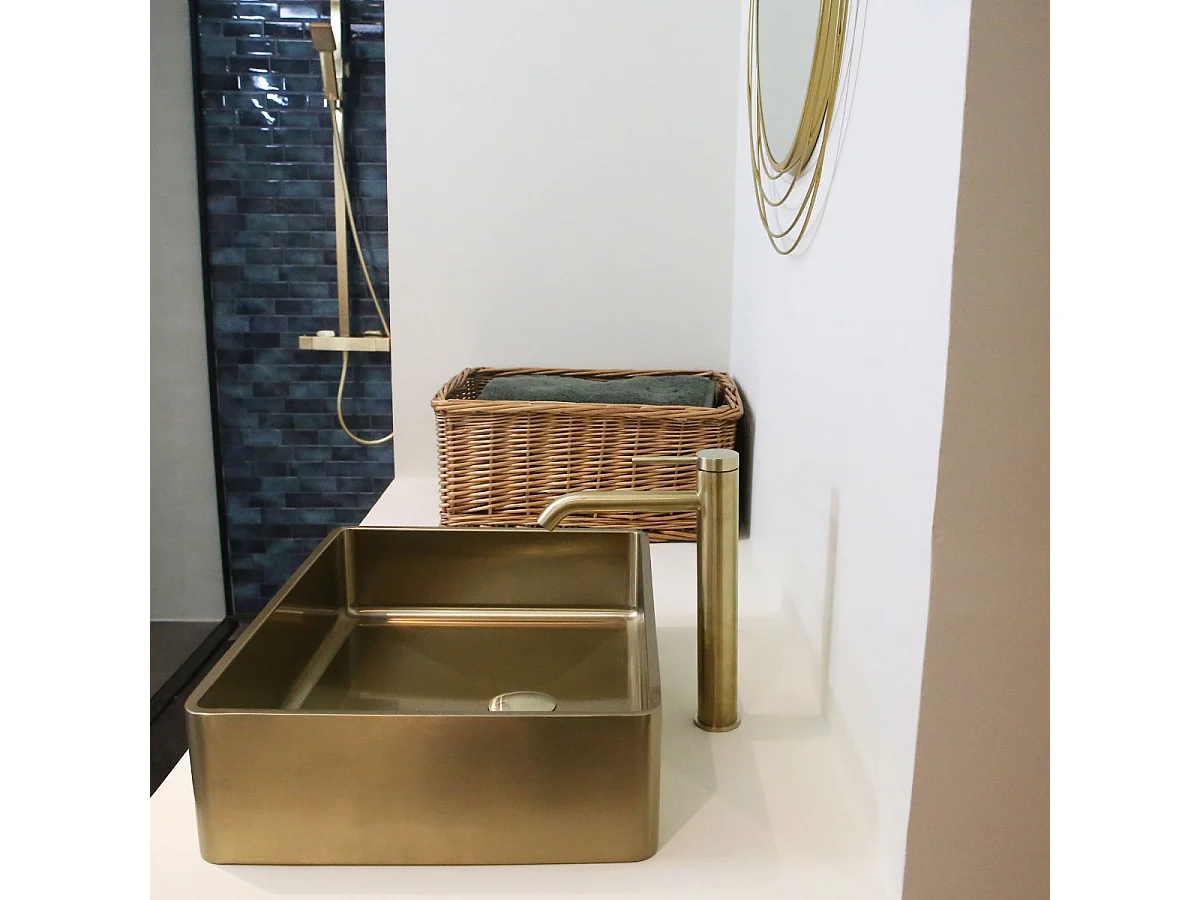 Lollipop wastafelmengkraan hoog geborsteld goud - Essebagno