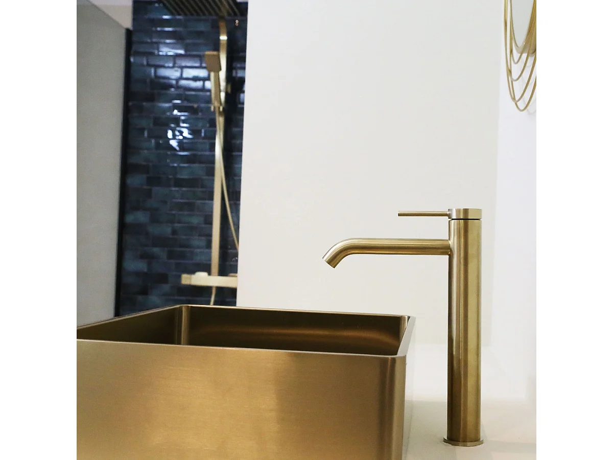 Lollipop mitigeur lavabo haut or brossé - Essebagno