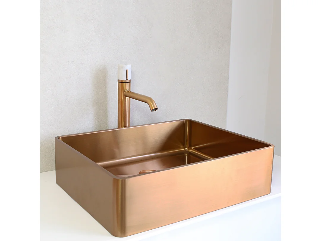 Serienschalter Waschtisch Armatur hoch Kupfer Marmor Essebagno