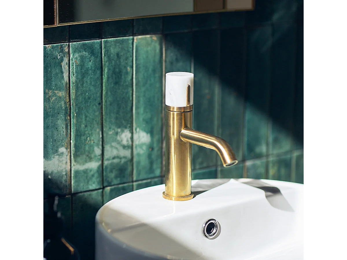 Manopola mitigeur lavabo bas or marbre - Essebagno