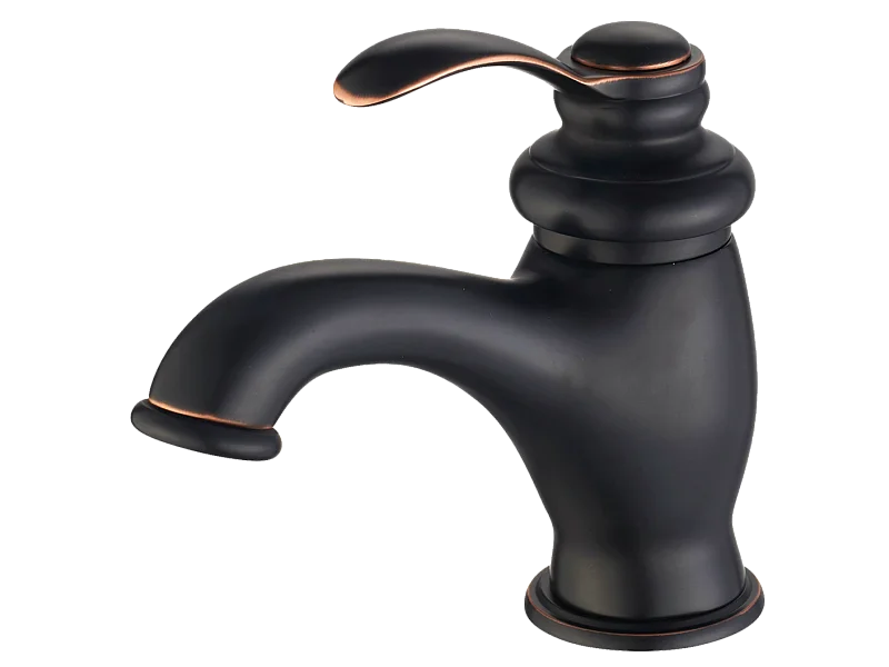 Leeds Waschtischarmatur in mattem Schwarz mit antikem Retro-Finish und Kupferreflexen Essebagno