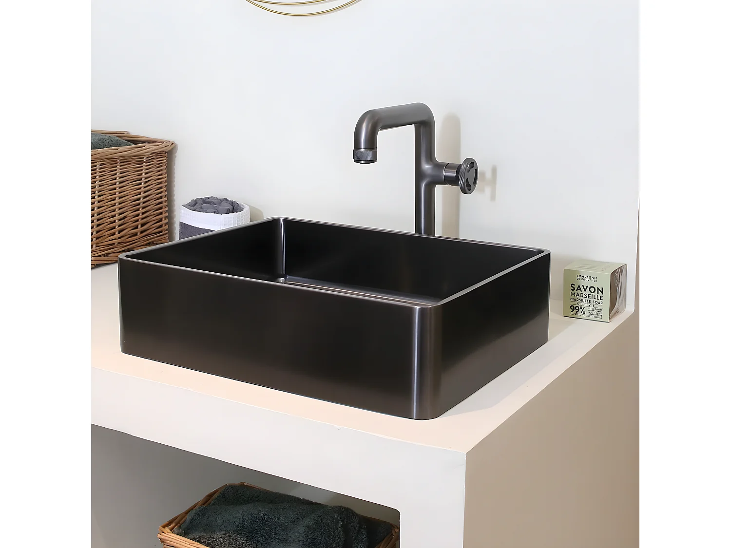 Factory mitigeur lavabo haut gris gun métal - Essebagno