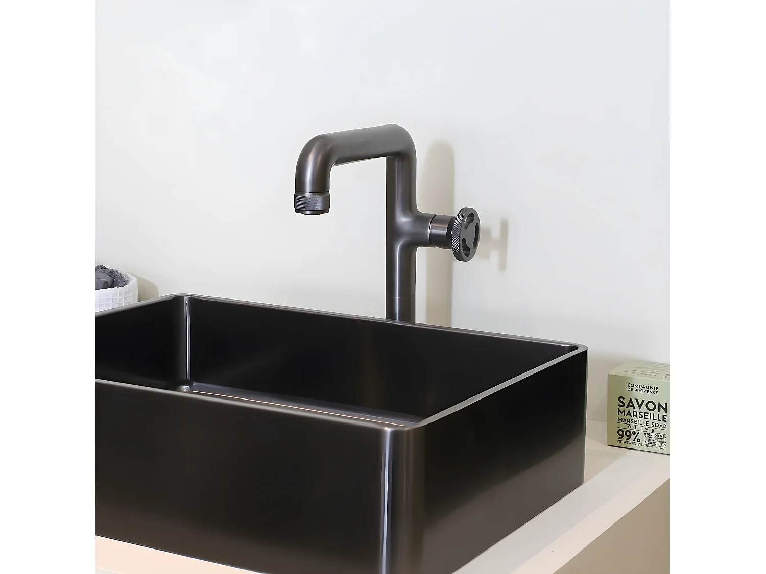 Factory mitigeur lavabo haut gris gun métal - Essebagno