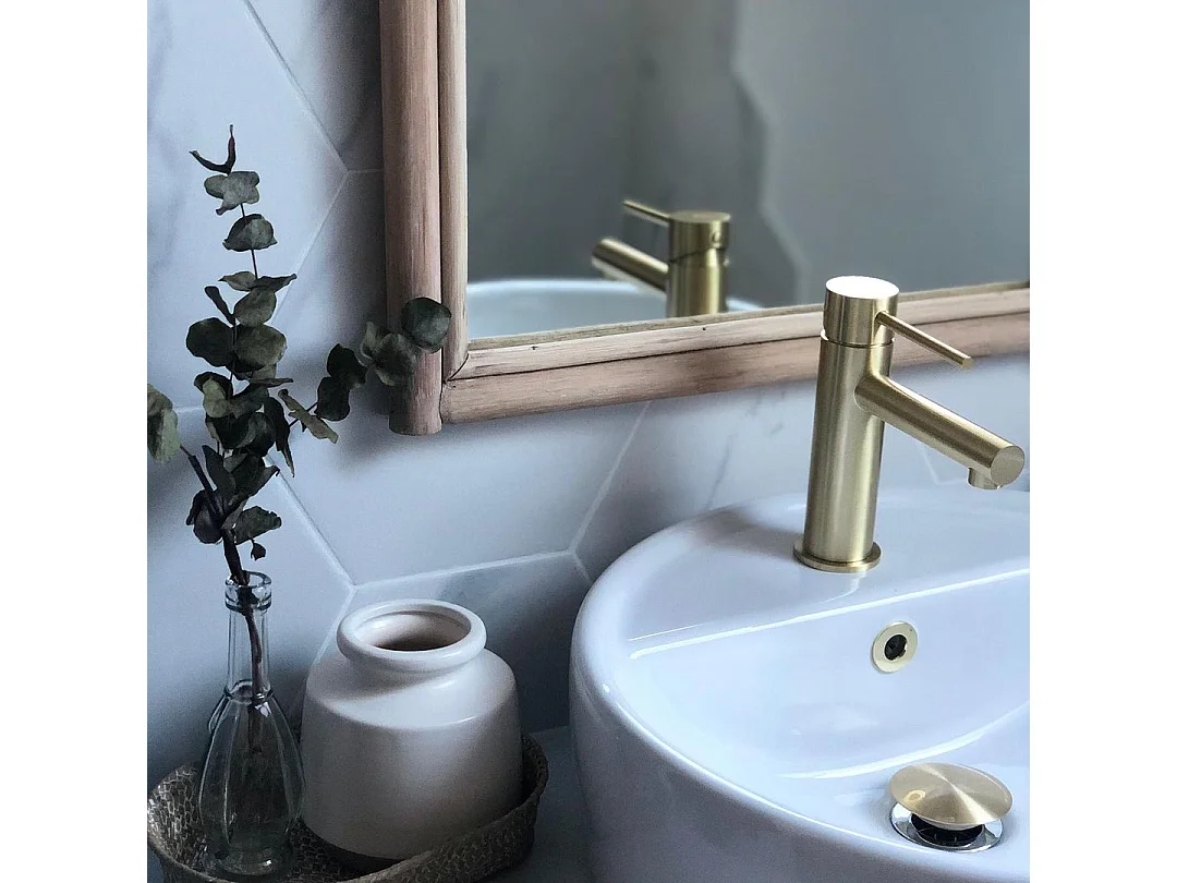 Luisa mitigeur lavabo bas or brossé - Essebagno