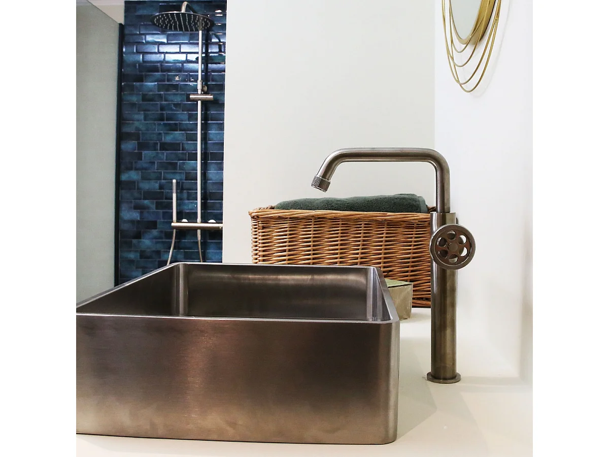 Indus mitigeur lavabo haut façon inox - Essebagno