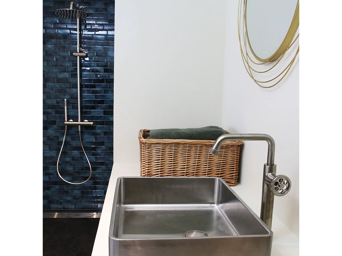 Indus mitigeur lavabo haut façon inox - Essebagno