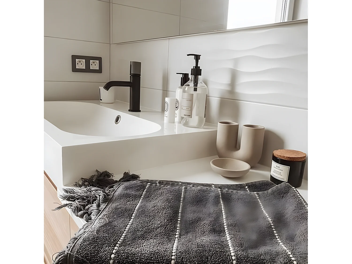 Grifo bajo de lavabo Manopola negro Essebagno