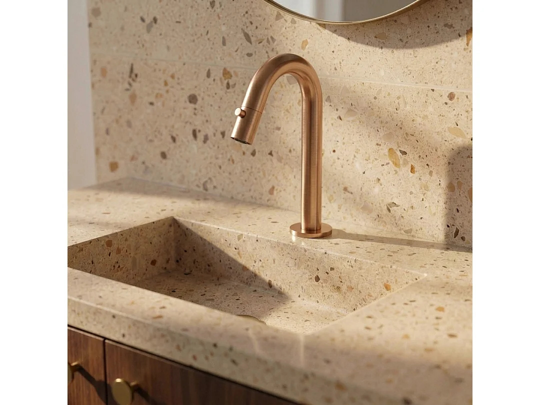 Indus wastafelmengkraan koud water geborsteld koper - Essebagno