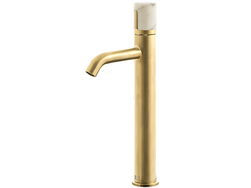 Grifo alto de lavabo Manopola de mármol de oro cepillado Essebagno