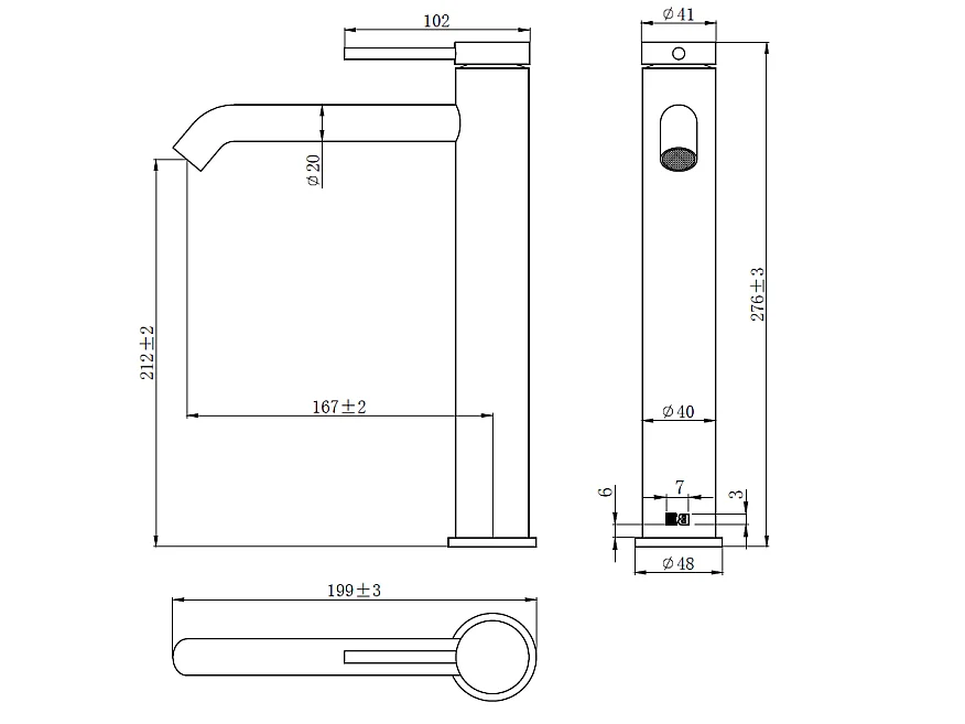 Lollipop Waschtischarmatur hohe Ausführung schwarz Essebagno