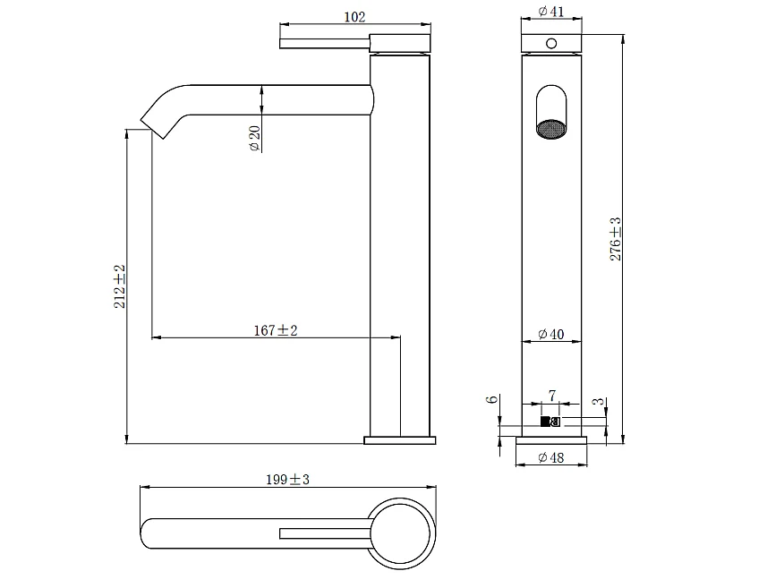 Lollipop Waschtischarmatur hohe Ausführung schwarz Essebagno