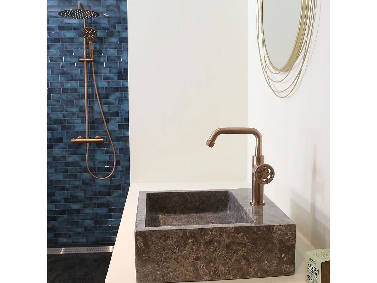 Indus niedriger Waschbeckenmischer Kupfer Essebagno