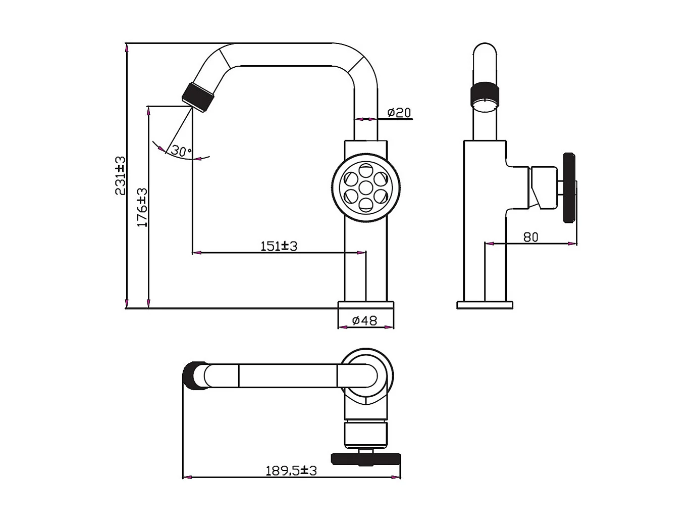 Indus niedriger Waschbeckenmischer Kupfer Essebagno