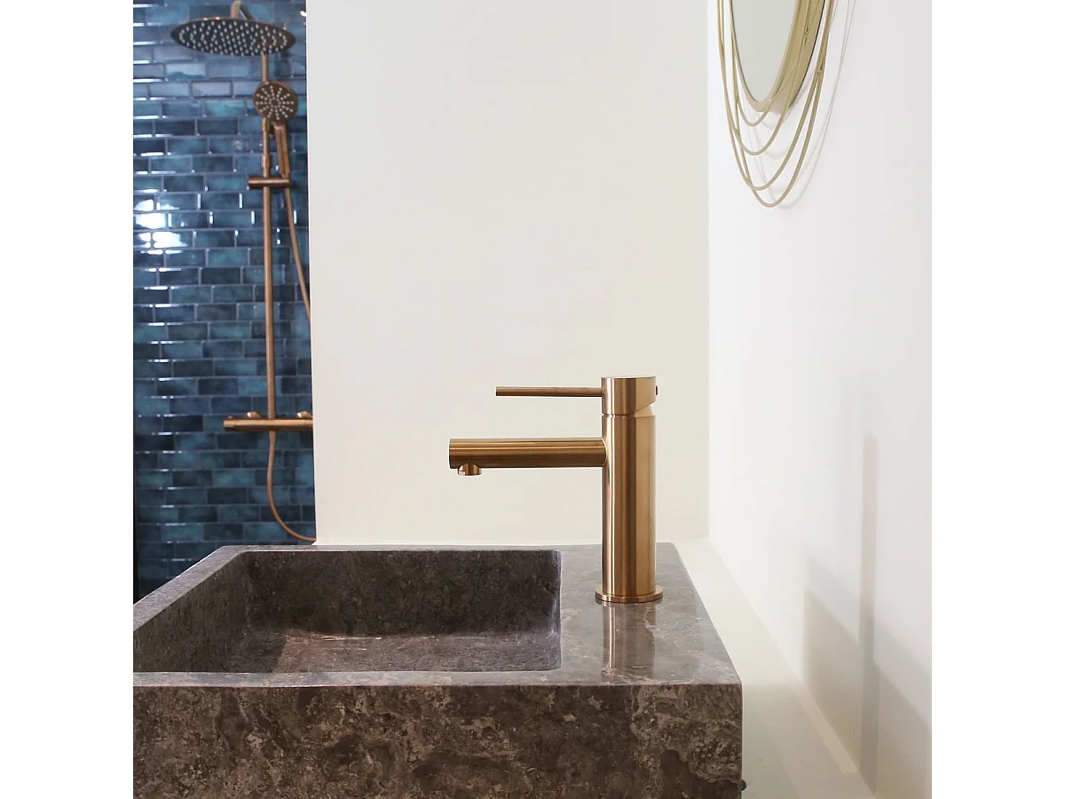 Luisa mitigeur lavabo bas cuivre brossé - Essebagno