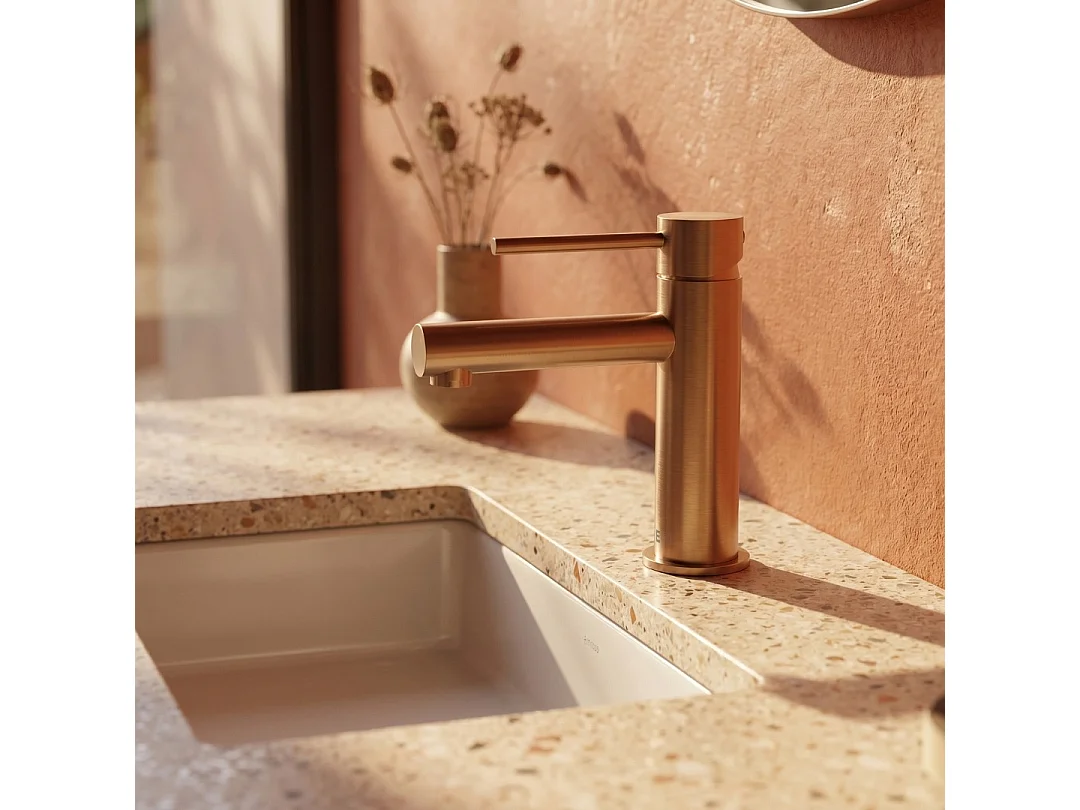 Luisa mitigeur lavabo bas cuivre brossé - Essebagno
