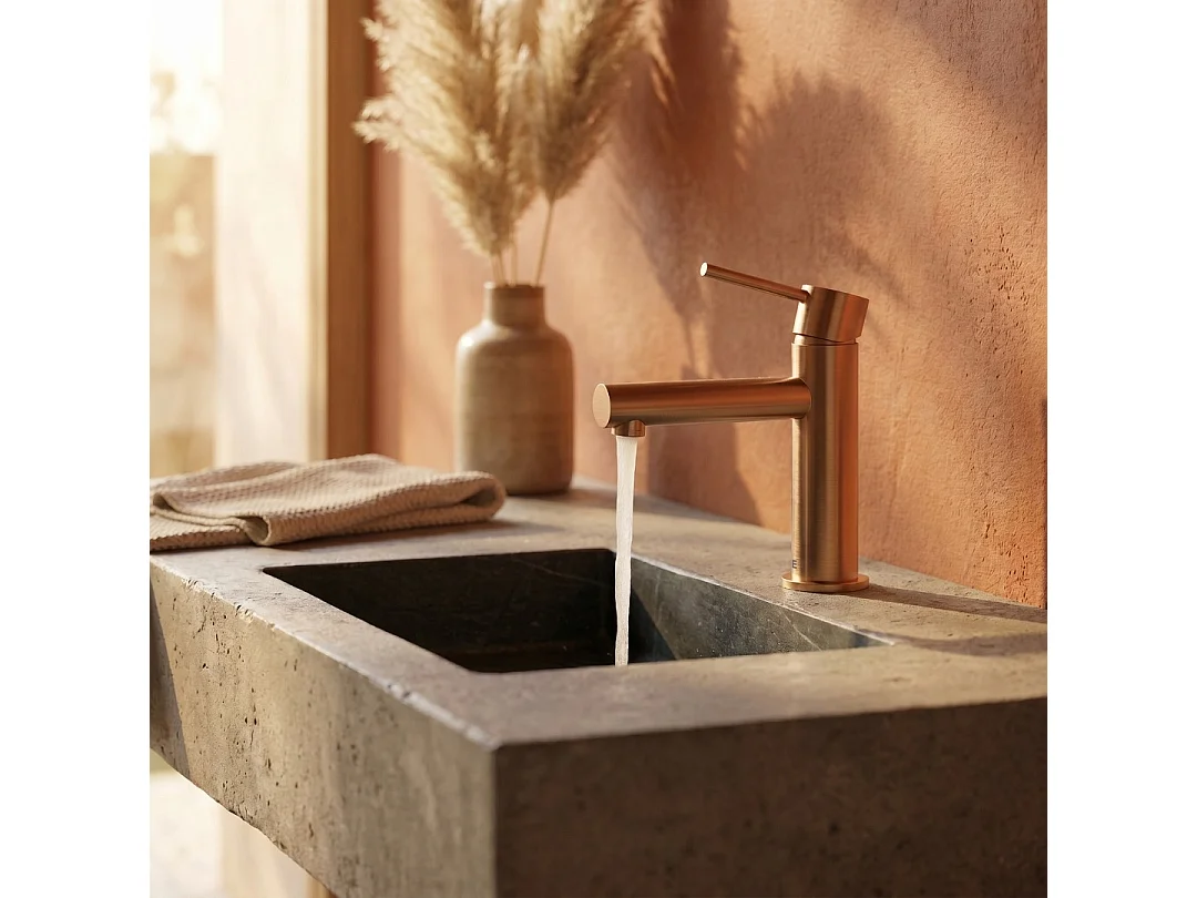 Luisa mitigeur lavabo bas cuivre brossé - Essebagno