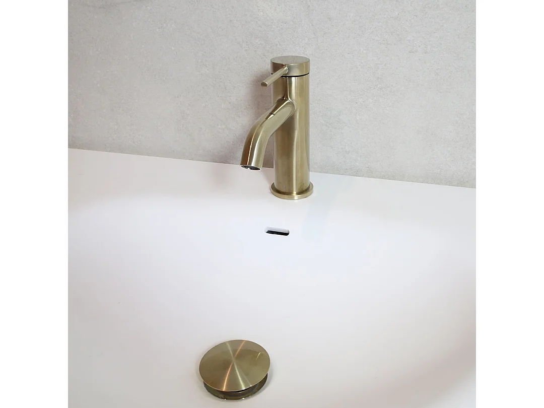 Lollipop bateria umywalkowa niskie szczotkowane złoto