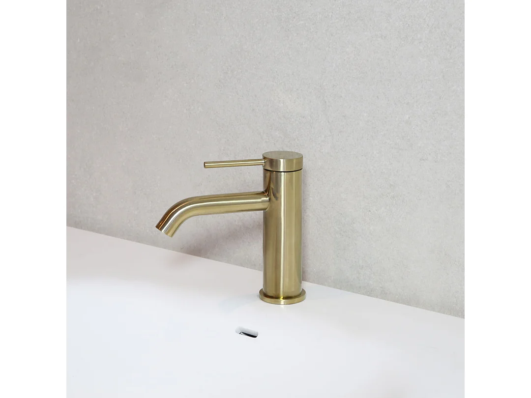 Lollipop bateria umywalkowa niskie szczotkowane złoto