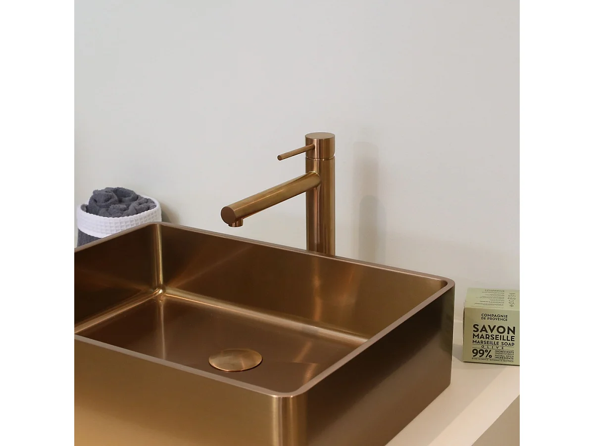 Luisa mitigeur lavabo haut cuivre brossé - Essebagno