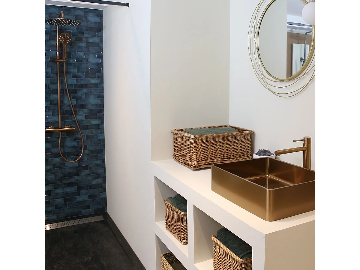 Luisa mitigeur lavabo haut cuivre brossé - Essebagno