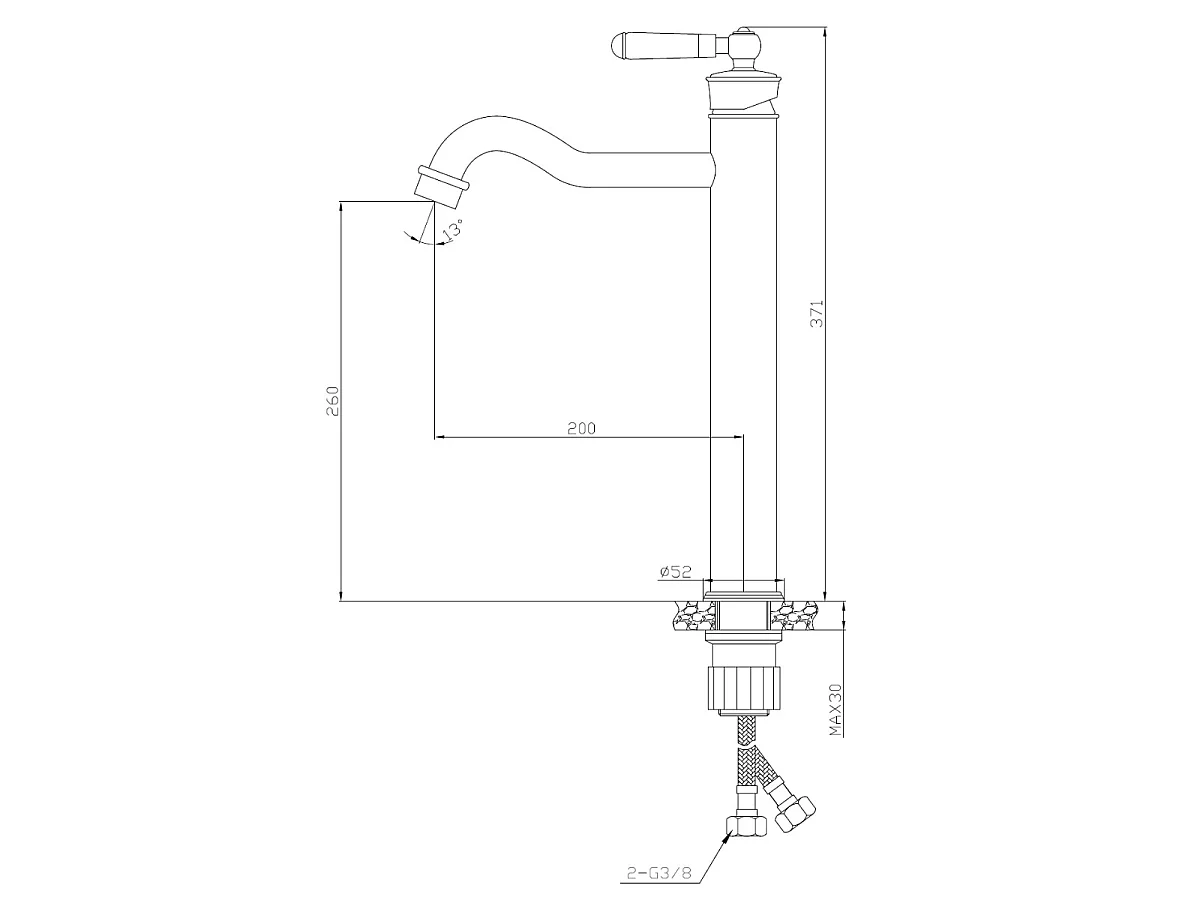 Leeds mitigeur lavabo rétro haut or brossé - Essebagno