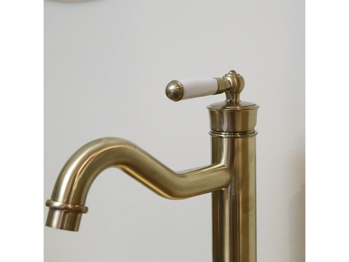 Leeds retro wastafelmengkraan hoog geborsteld goud - Essebagno