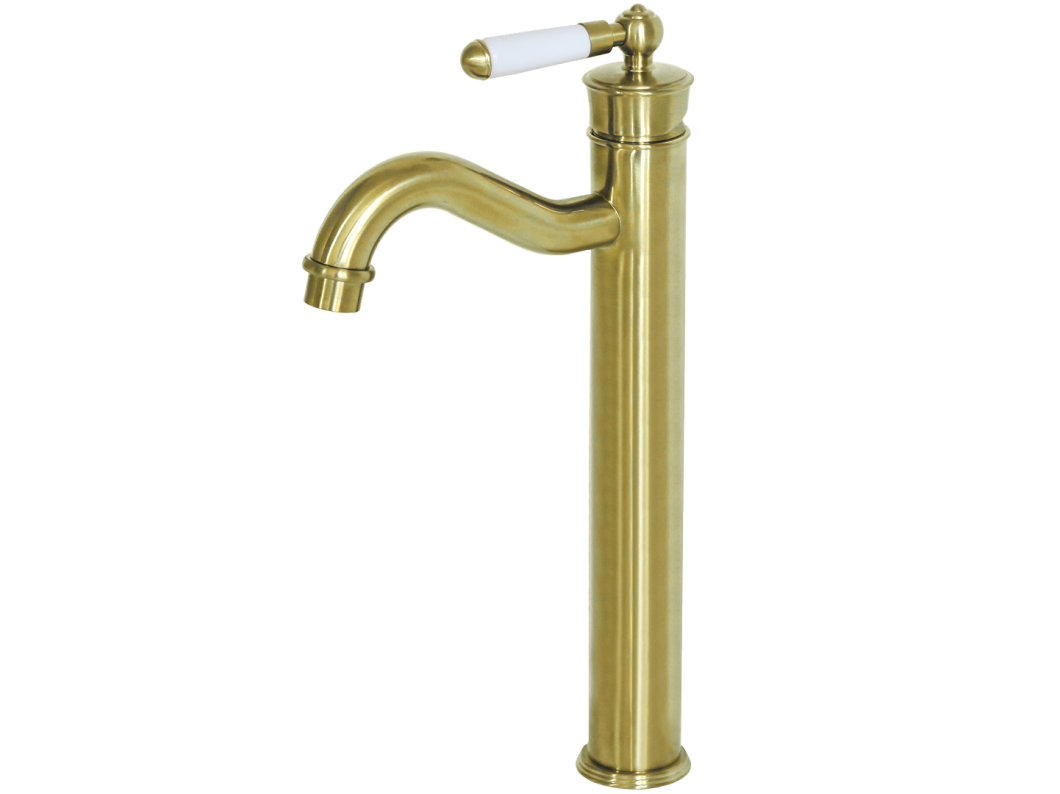 Leeds Miscelatore retrò per lavabo alto oro spazzolato Essebagno