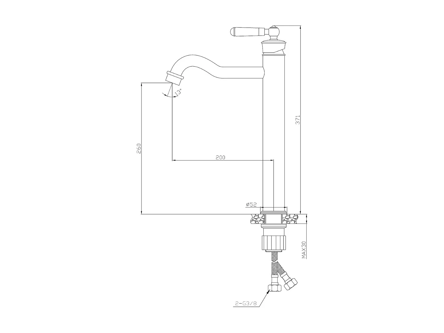 Leeds Wasserhahn Retro Hoch Kupfer Waschtischarmatur Essebagno