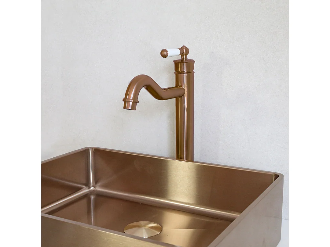 Leeds wastafelmengkraan hoog retro geborsteld koper - Essebagno