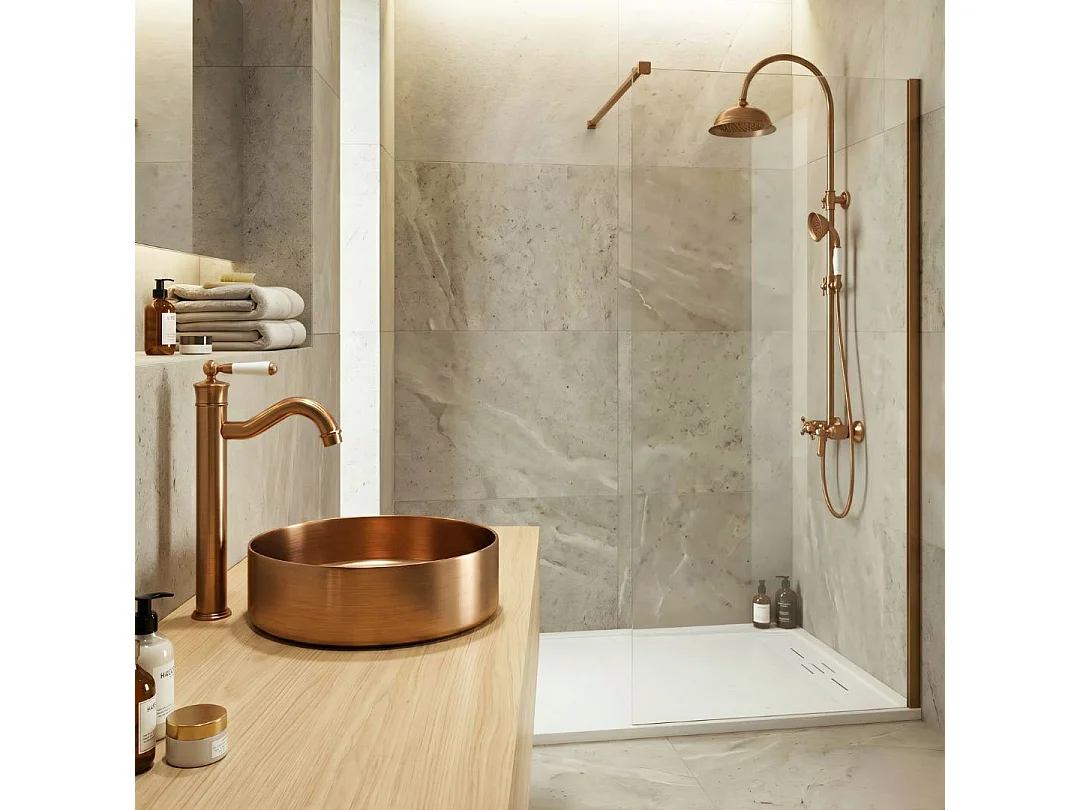 Leeds wastafelmengkraan hoog retro geborsteld koper - Essebagno