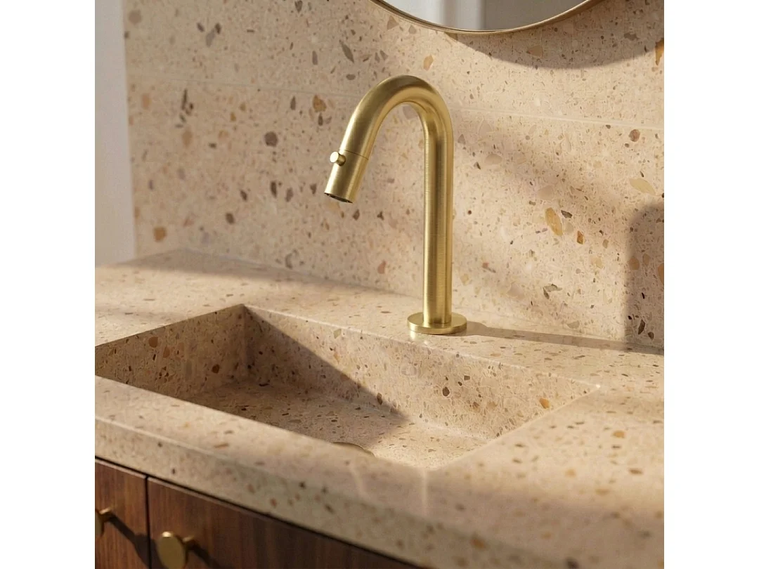 Indus bateria umywalkowa ze szczotkowanego złota zimna woda - Essebagno