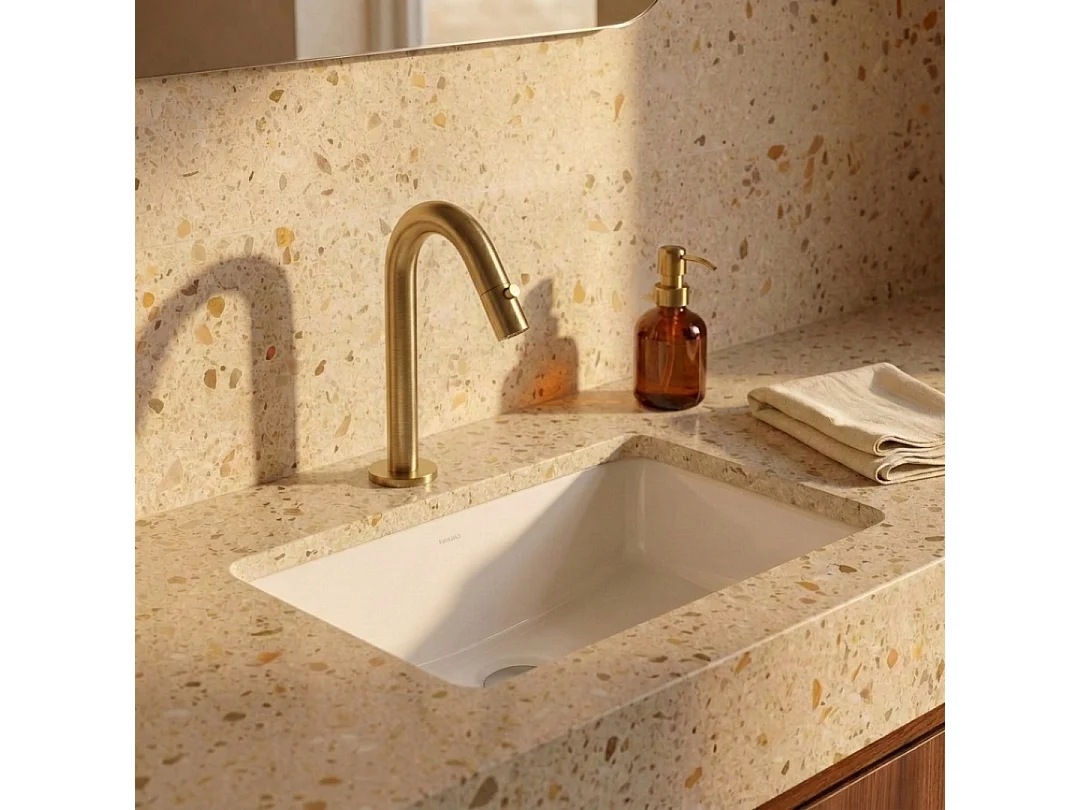 Indus bateria umywalkowa ze szczotkowanego złota zimna woda - Essebagno