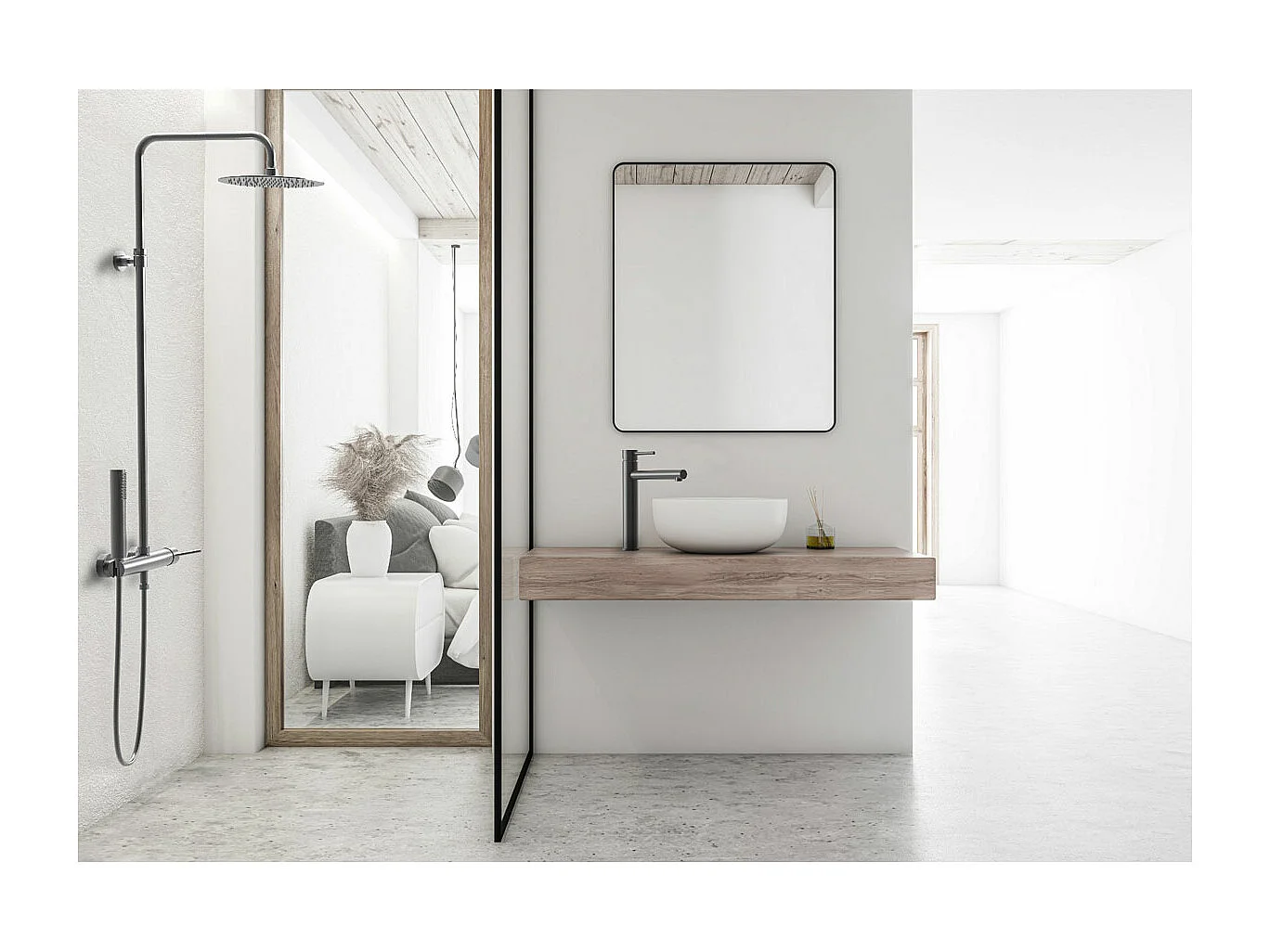 Luisa Hoher Waschtischmischer grau metallic Essebagno