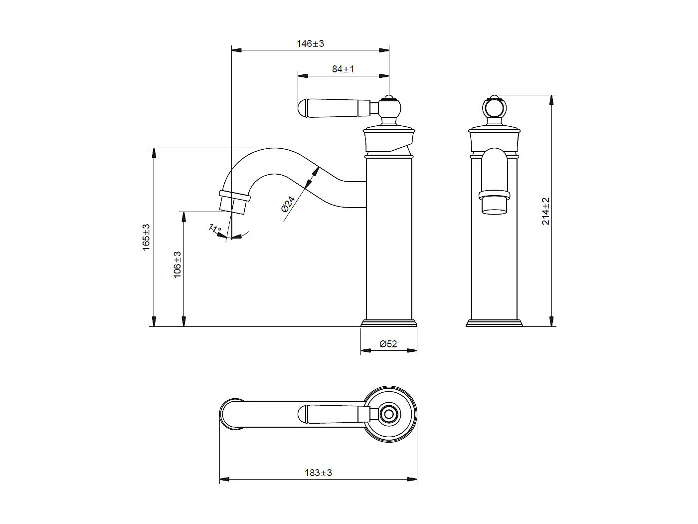 Leeds Retro Kupfer-Waschtischmischer Essebagno
