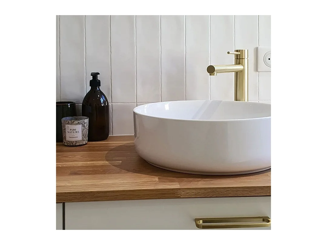 Luisa mitigeur lavabo haut or brossé - Essebagno