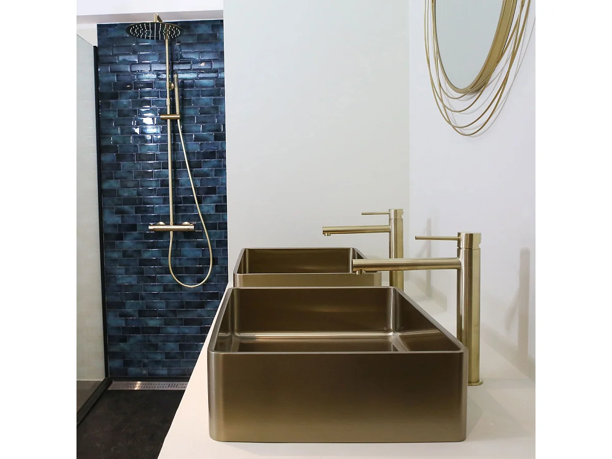 Luisa mitigeur lavabo haut or brossé - Essebagno