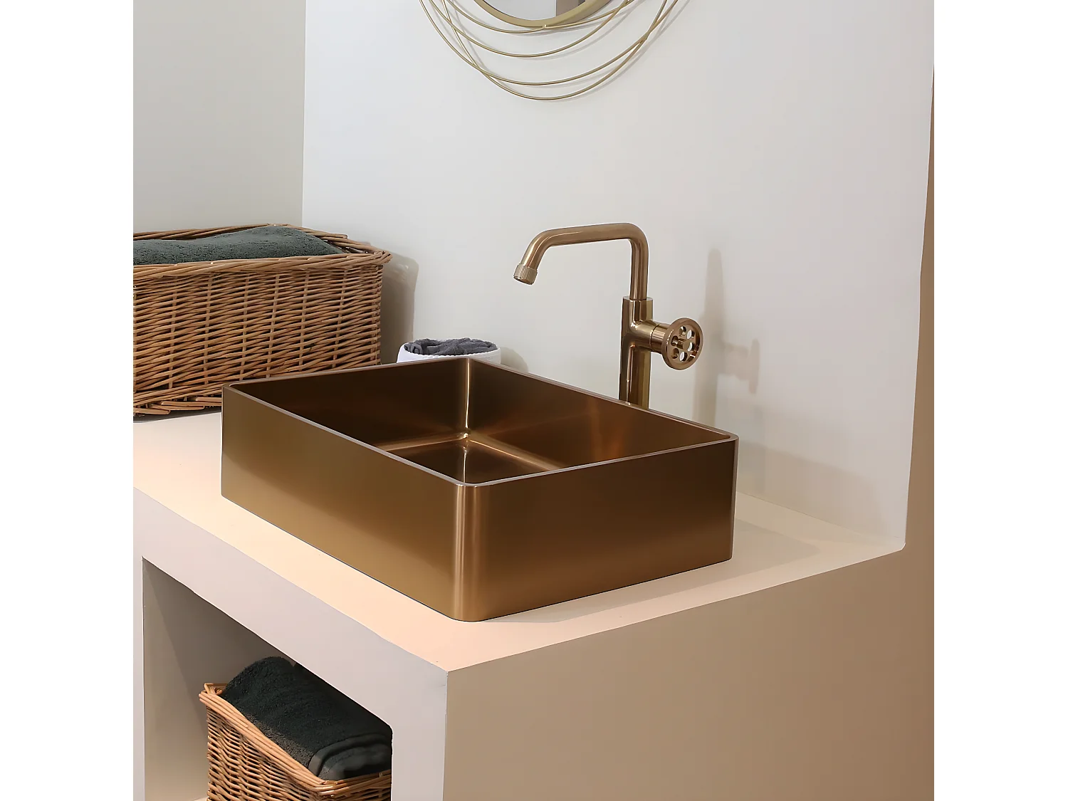 Indus Waschbeckenmischer hoch Kupfer Essebagno