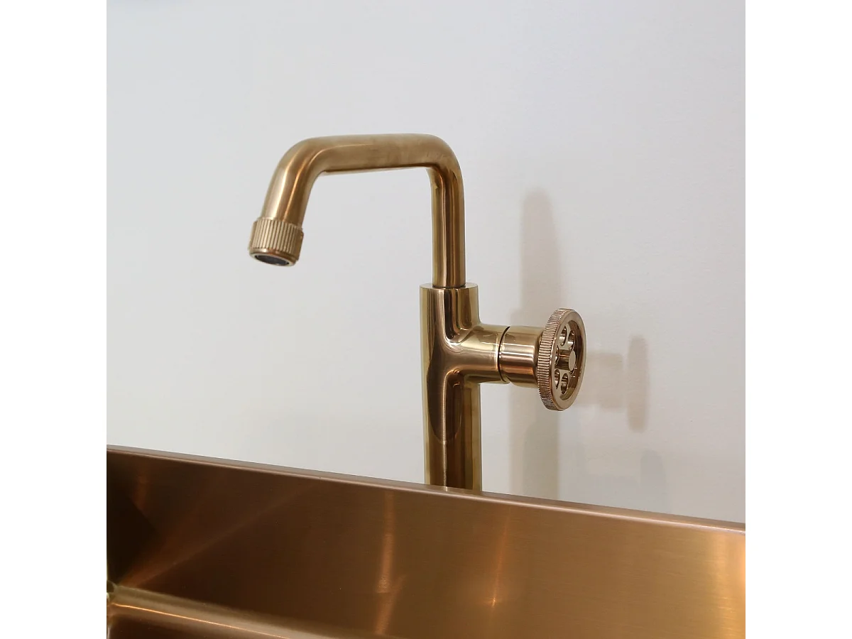 Indus mitigeur lavabo haut cuivre brossé - Essebagno