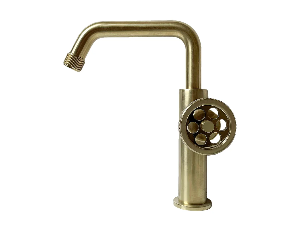Indus mitigeur lavabo bas or brossé - Essebagno