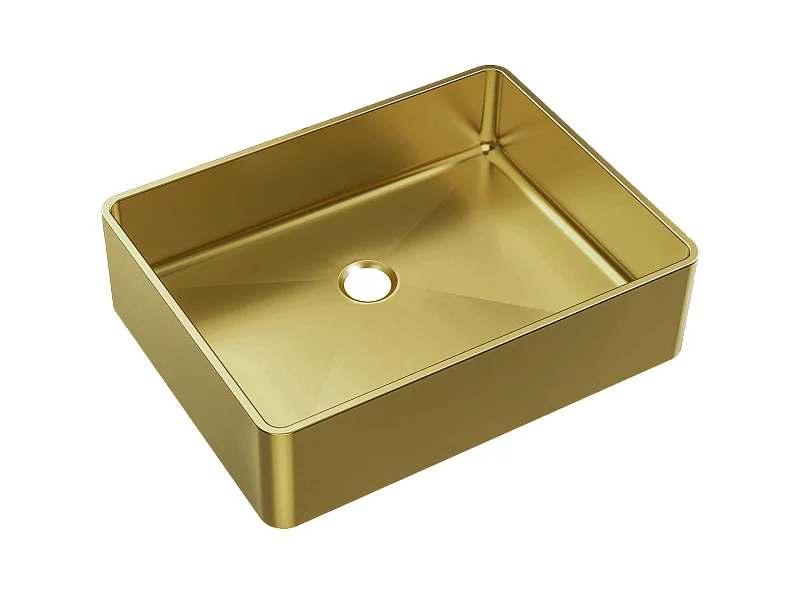 Luisa lavabo 48x37 en acero inoxidable oro cepillado Essebagno