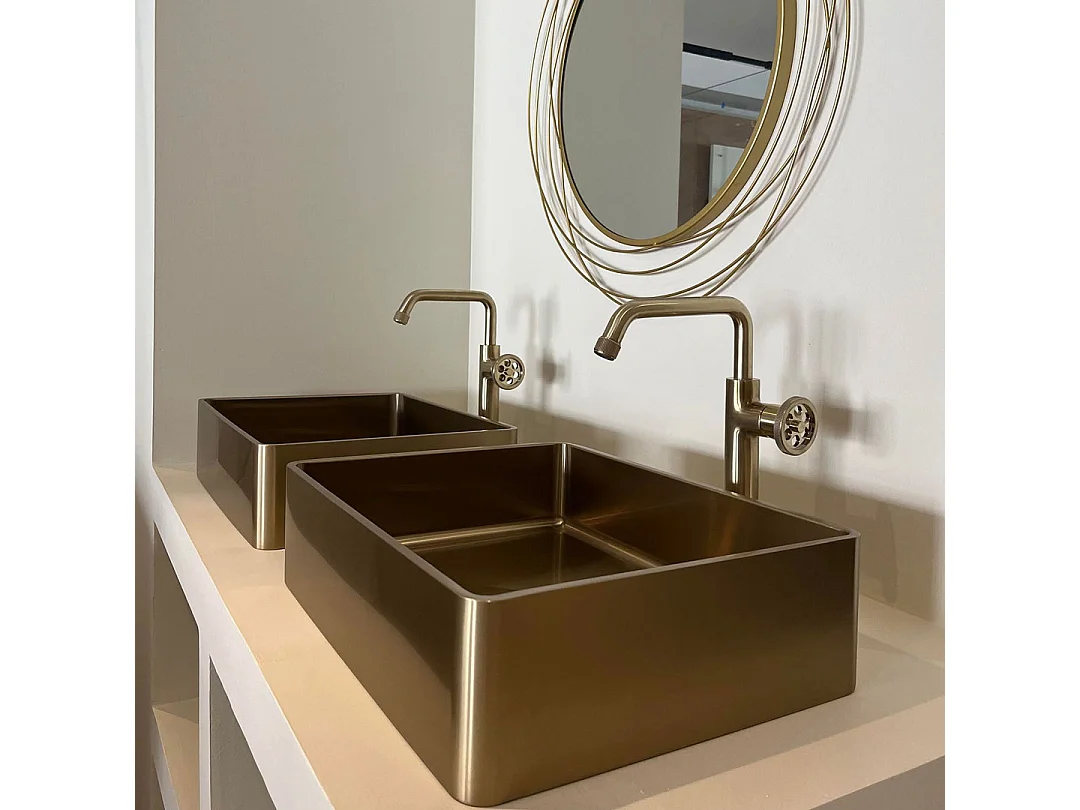 Luisa waschbecken 48x37 aus Edelstahl gebürstetem Gold Essebagno