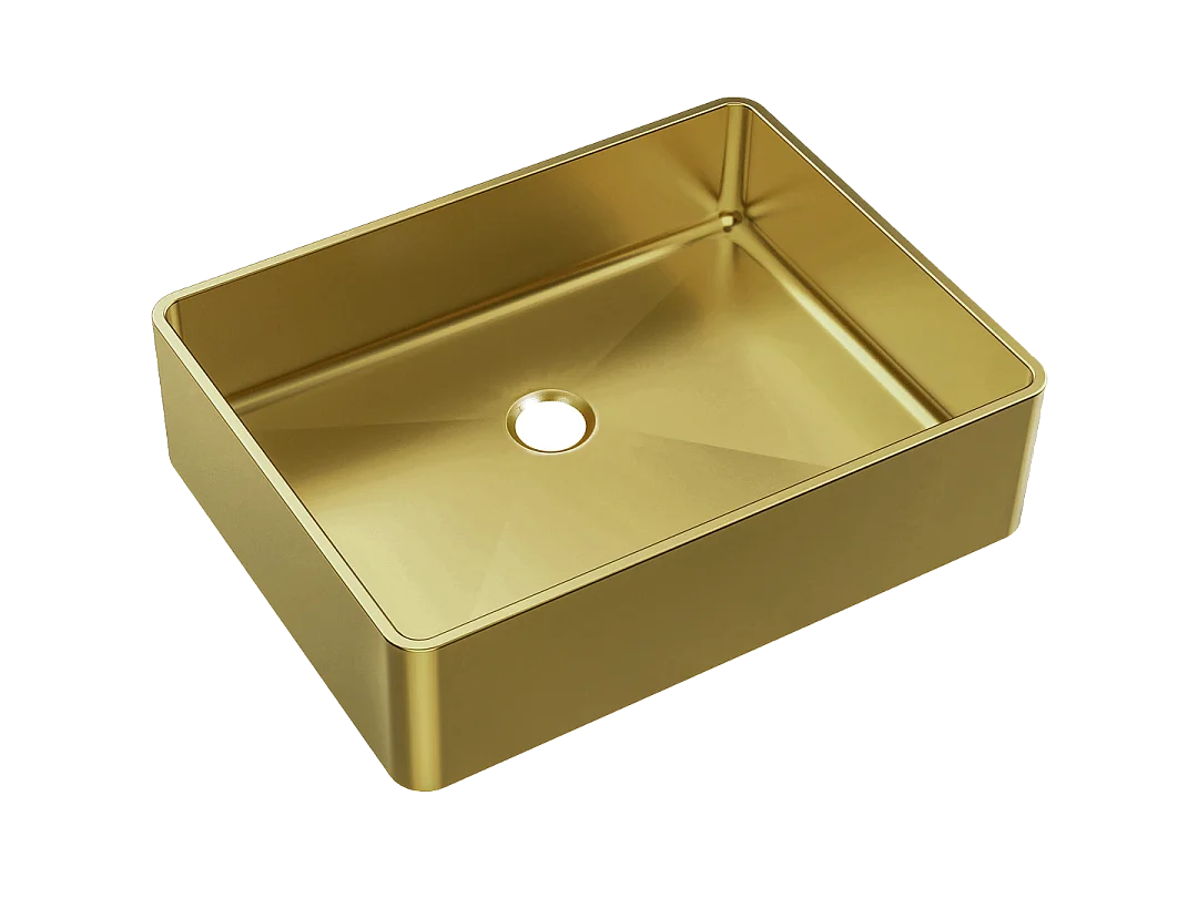 Luisa lavabo 48x37 en acero inoxidable oro cepillado Essebagno