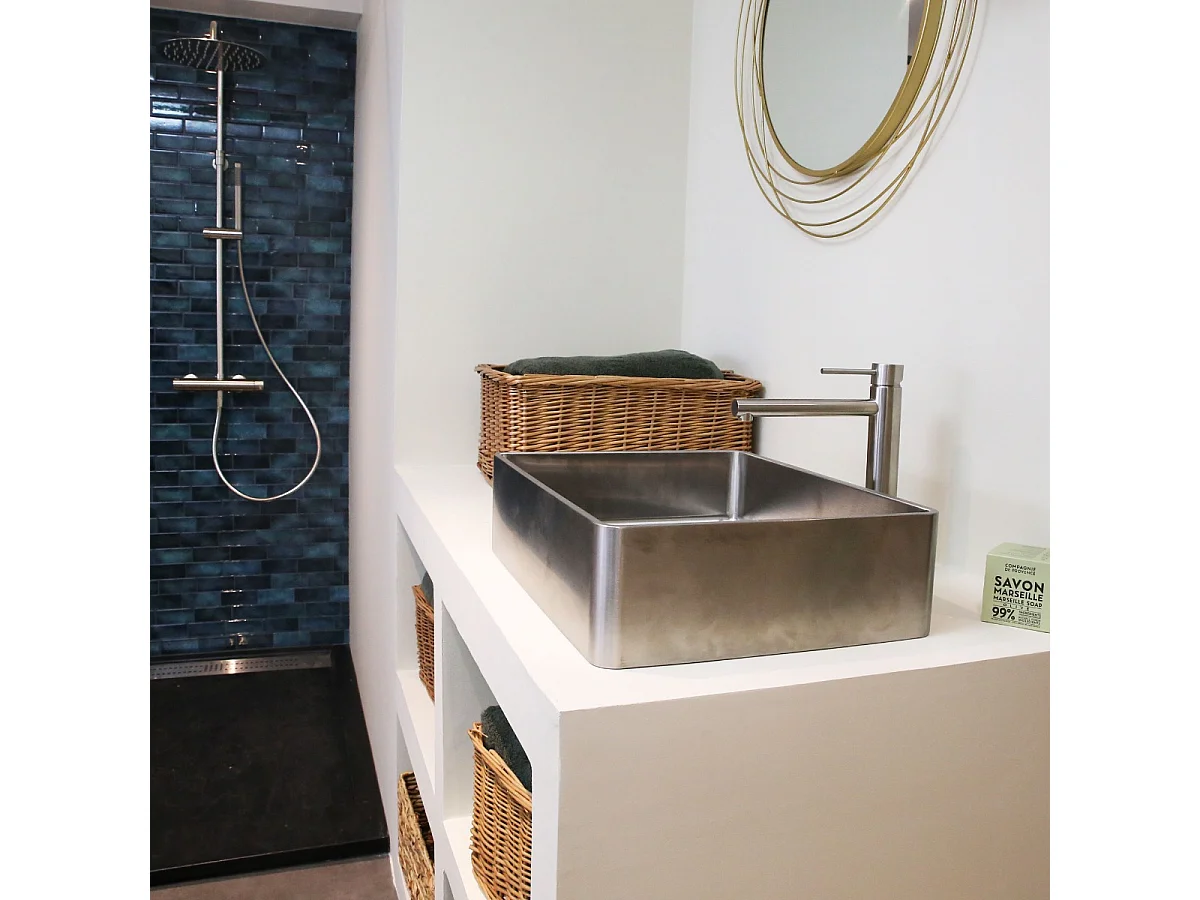 Luisa lavabo 48x37 en acero inoxidable Essebagno