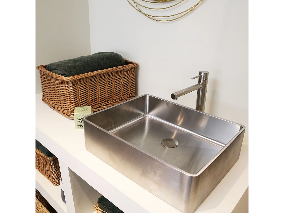 Luisa lavabo 48x37 en acero inoxidable Essebagno