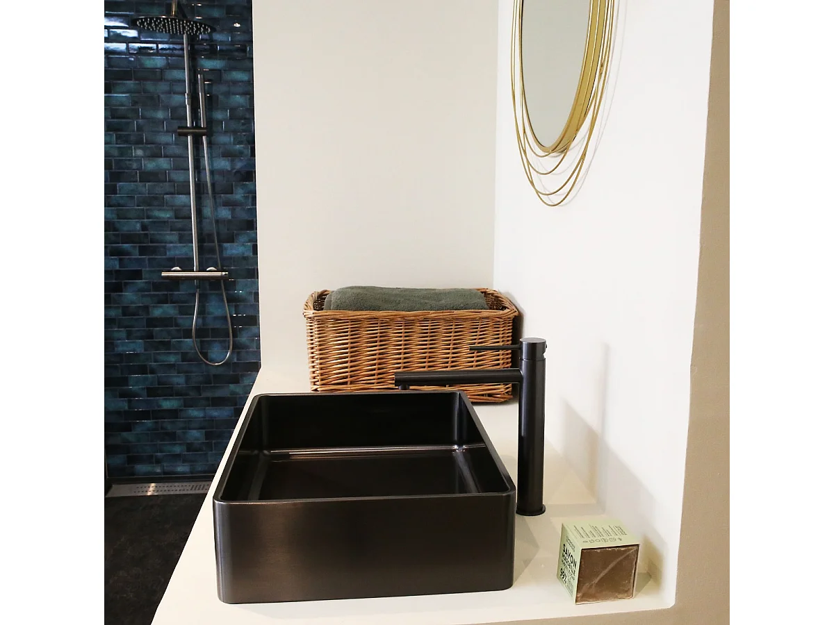 Luisa waschbecken 48x37 aus Edelstahl metallic-Grau Essebagno