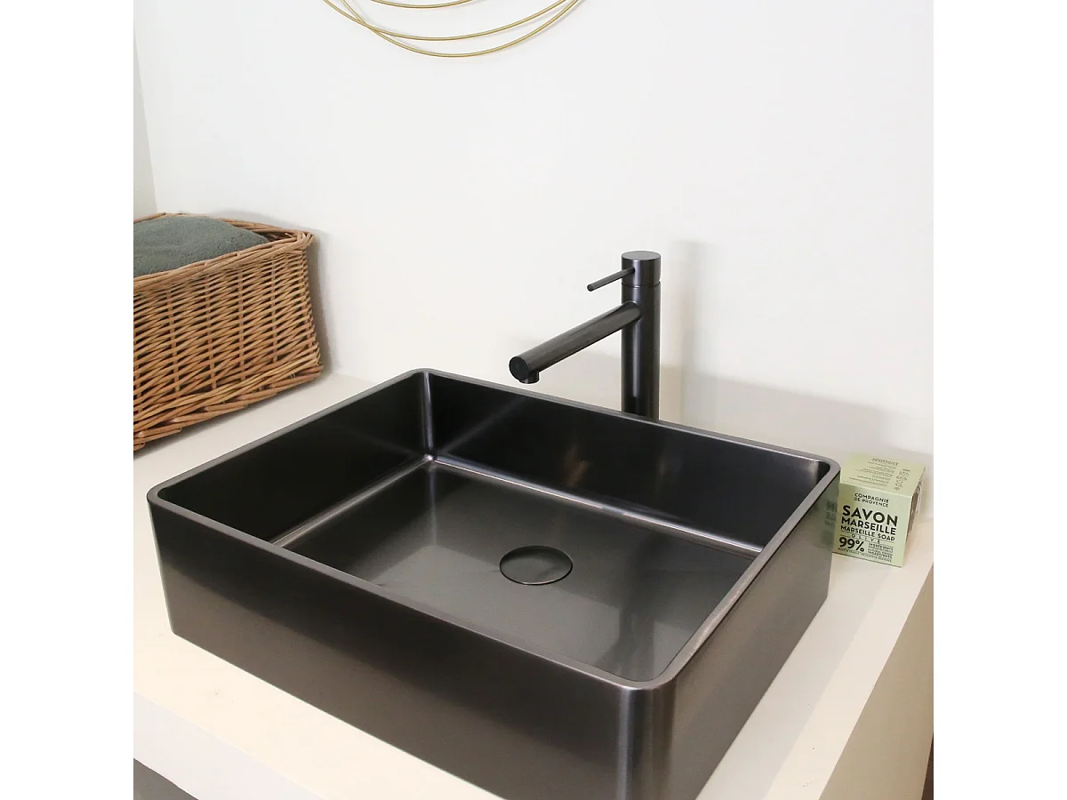 Luisa waschbecken 48x37 aus Edelstahl metallic-Grau Essebagno