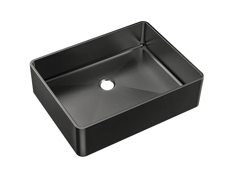 Luisa vasque à poser 48x37 en inox gris gun métal - Essebagno