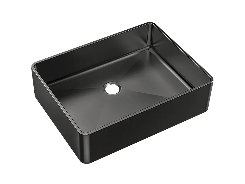 Luisa vasque à poser 48x37 en inox gris gun métal - Essebagno