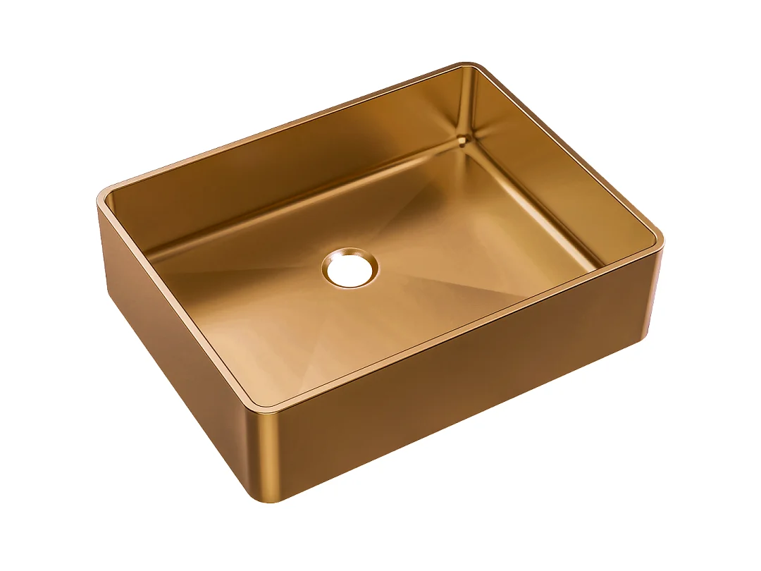 Luisa waschbecken 48x37 aus Edelstahl gebürstetes Kupfer Essebagno