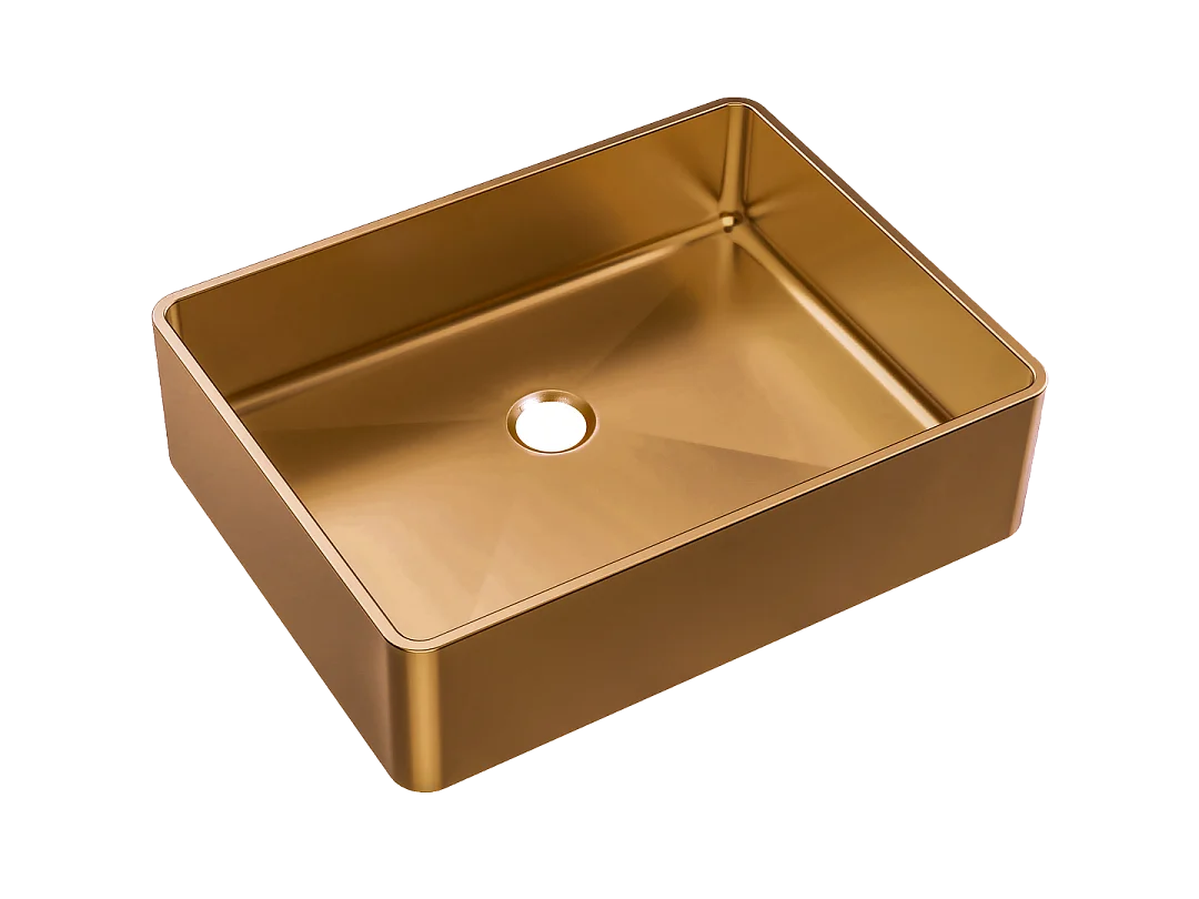 Luisa waschbecken 48x37 aus Edelstahl gebürstetes Kupfer Essebagno